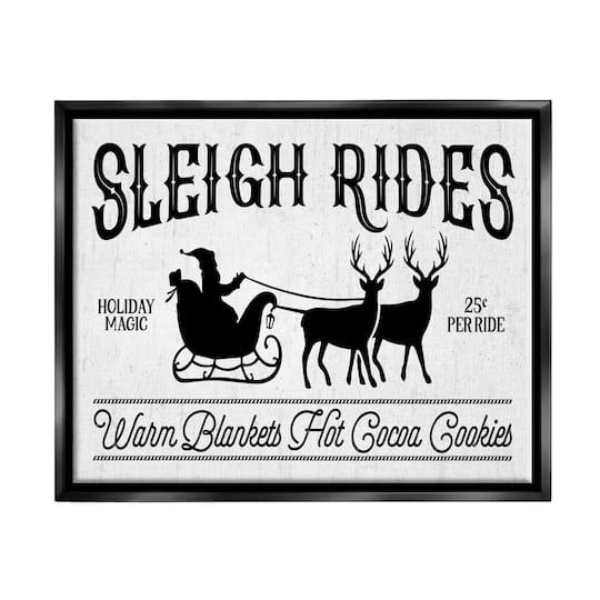 Stupell Industries Sleigh Rides Vintage Santa Claus Framed Floater Canvas Wall Art